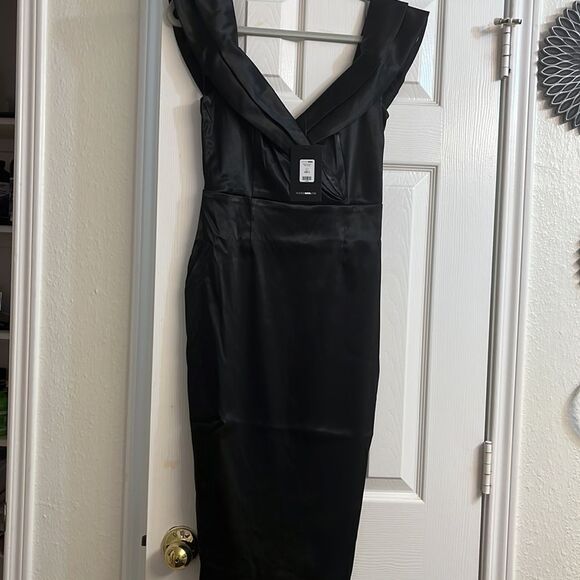Fashion nova women’s midi dress satin black could shoulder - Picture 4 of 12